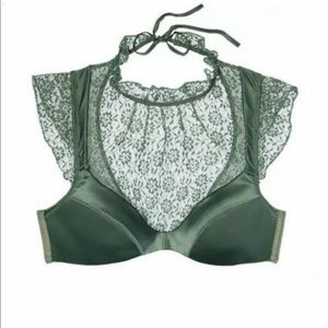 Victoria’s Secret Green Satin Lace Bra 34D
